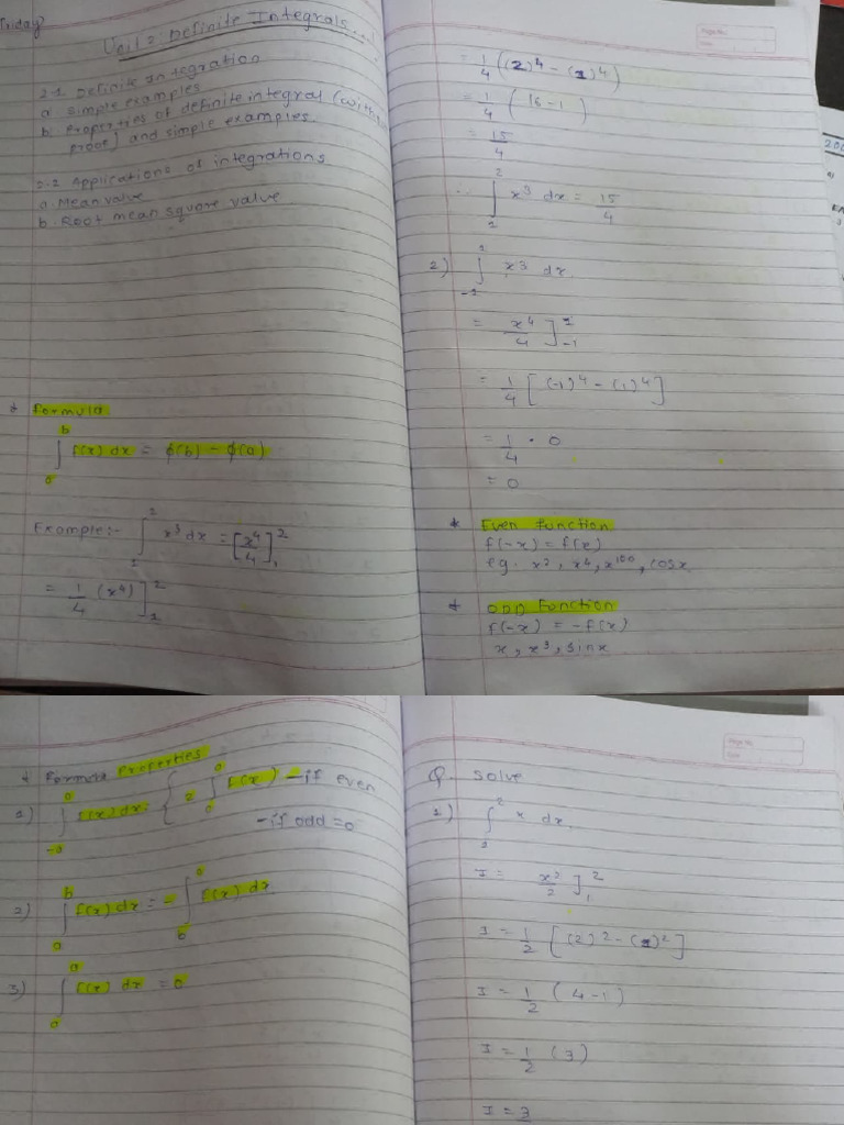 Integral Calculus Properties and Examples | PDF