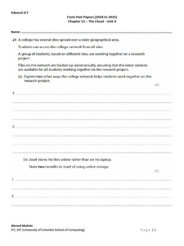 Edexcel ICT Cloud Unit 4 Guide | PDF