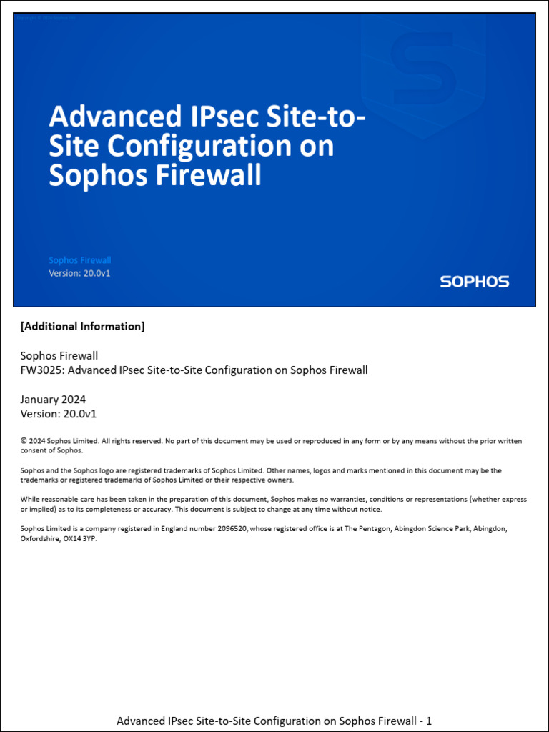 Advanced IPsec VPN Setup Guide for Sophos | PDF | Virtual Private ...