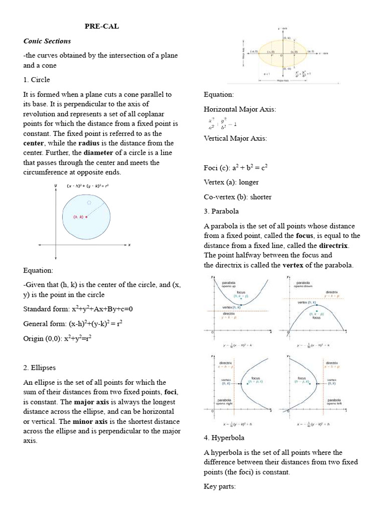 Conic Sections and Calculus Overview | PDF | Ellipse | Mathematical ...