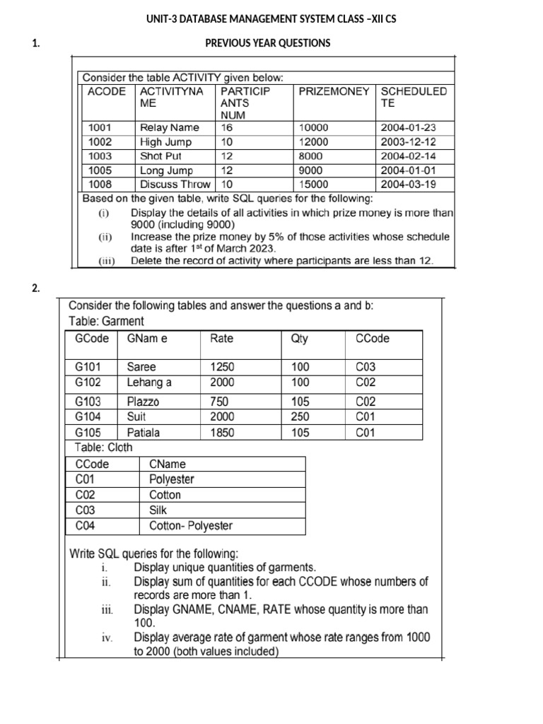 Database Management System SQL Queries | PDF | Data Management | Databases
