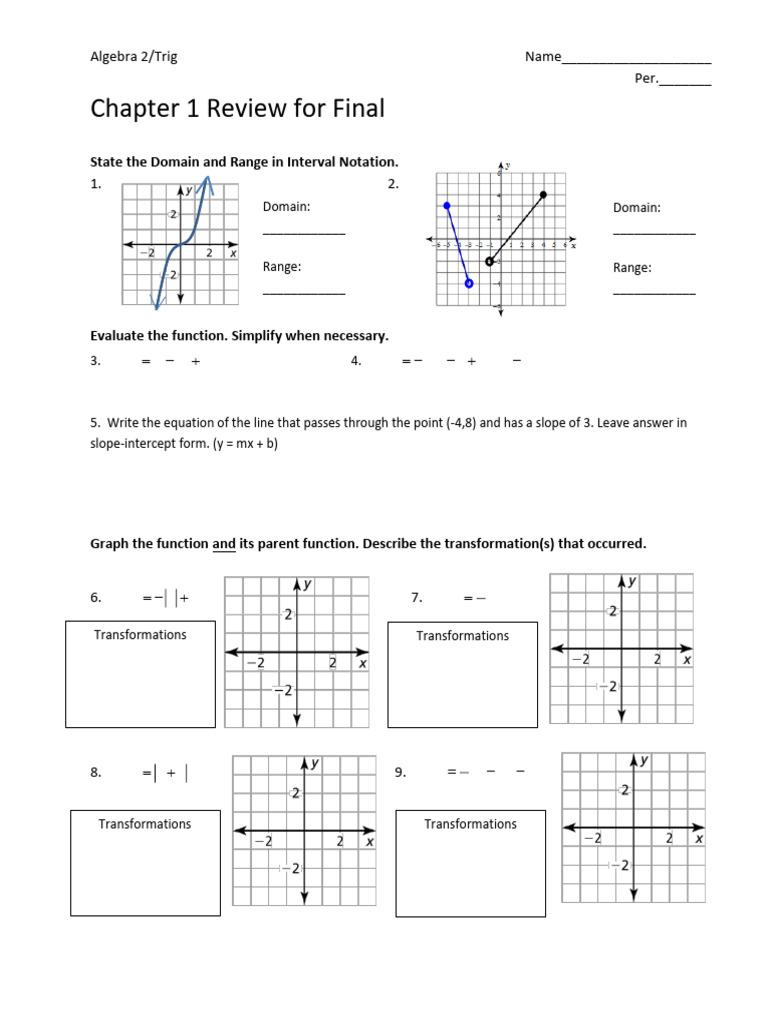 Algebra 2/Trig Final Review Guide | PDF | Function (Mathematics ...