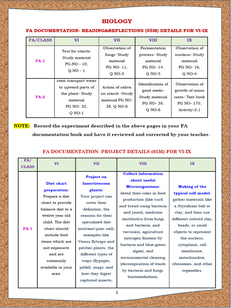 Biology FA Documentation for Classes VI-IX | PDF | Bacteria | Soil