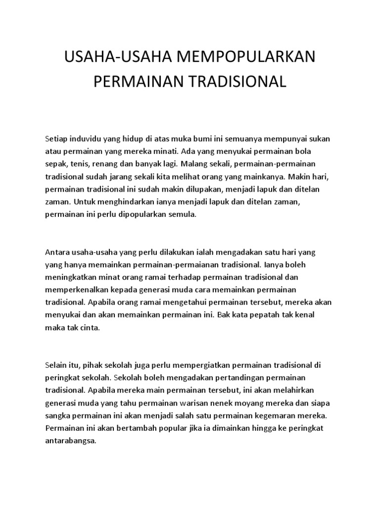 Usaha2 Popularkan Permainan Tradisional Pdf