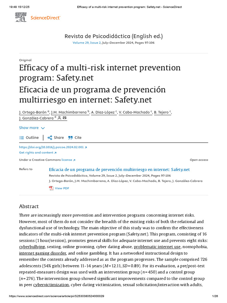Efficacy of A Multi-Risk Internet Prevention Program - Safety - Net ...
