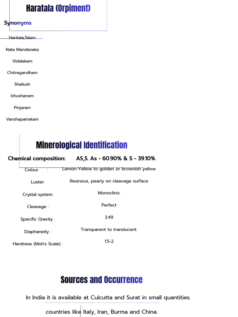 Haratala (Orpiment) Overview and Uses | PDF | Mineralogy