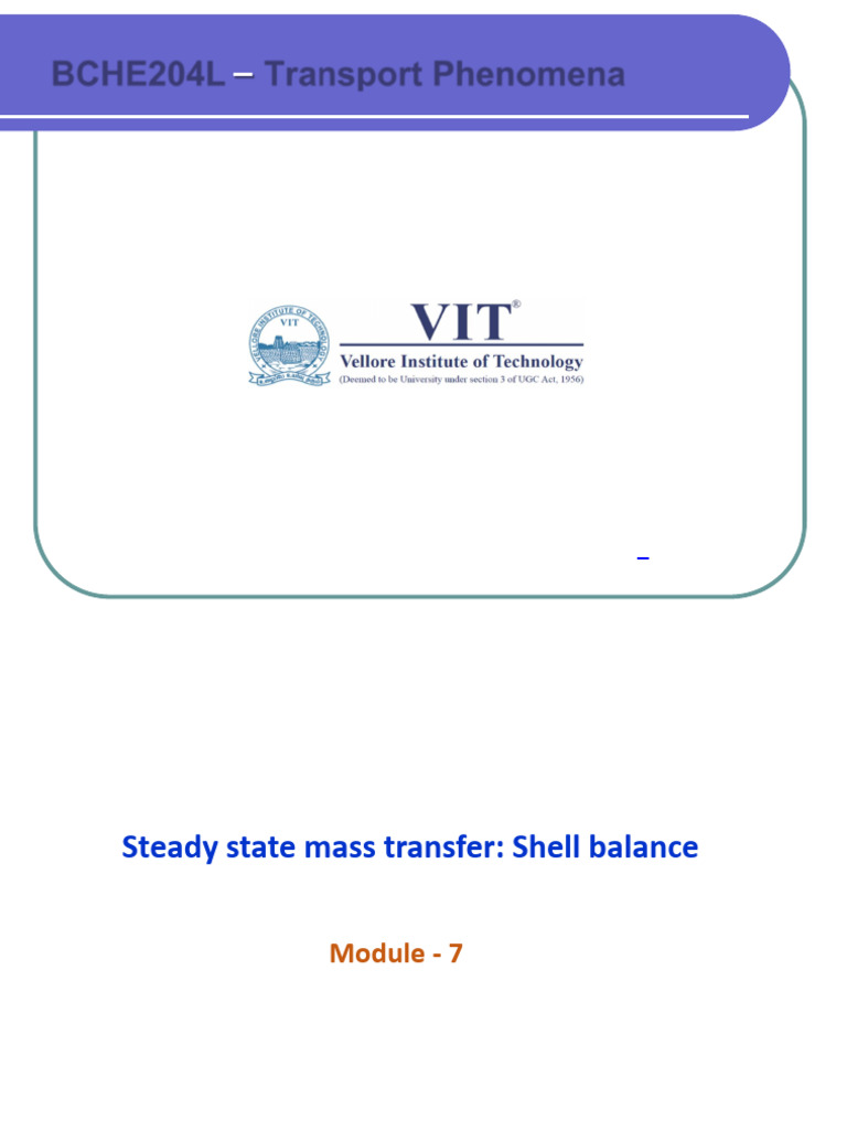 Steady State Mass Transfer: Shell Balance | PDF | Diffusion | Process ...