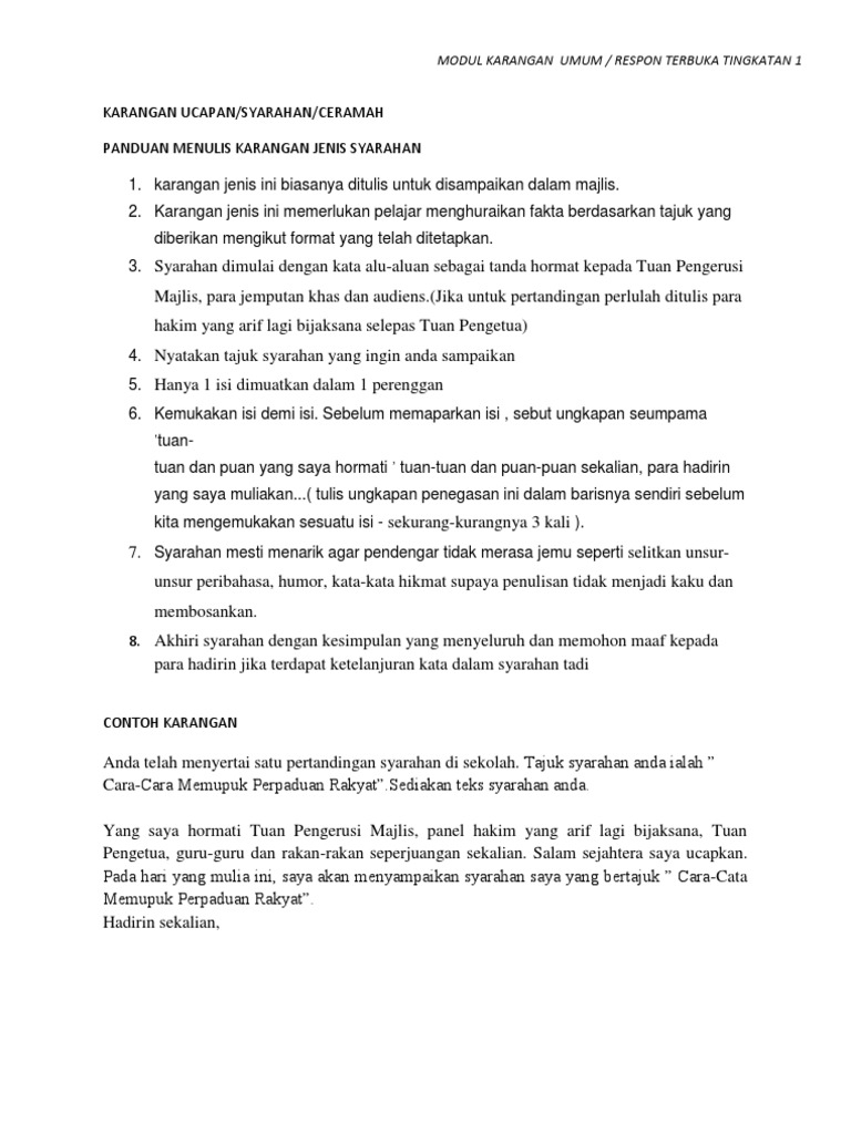 Modul Karangan Tingkatan 1 2 Pdf