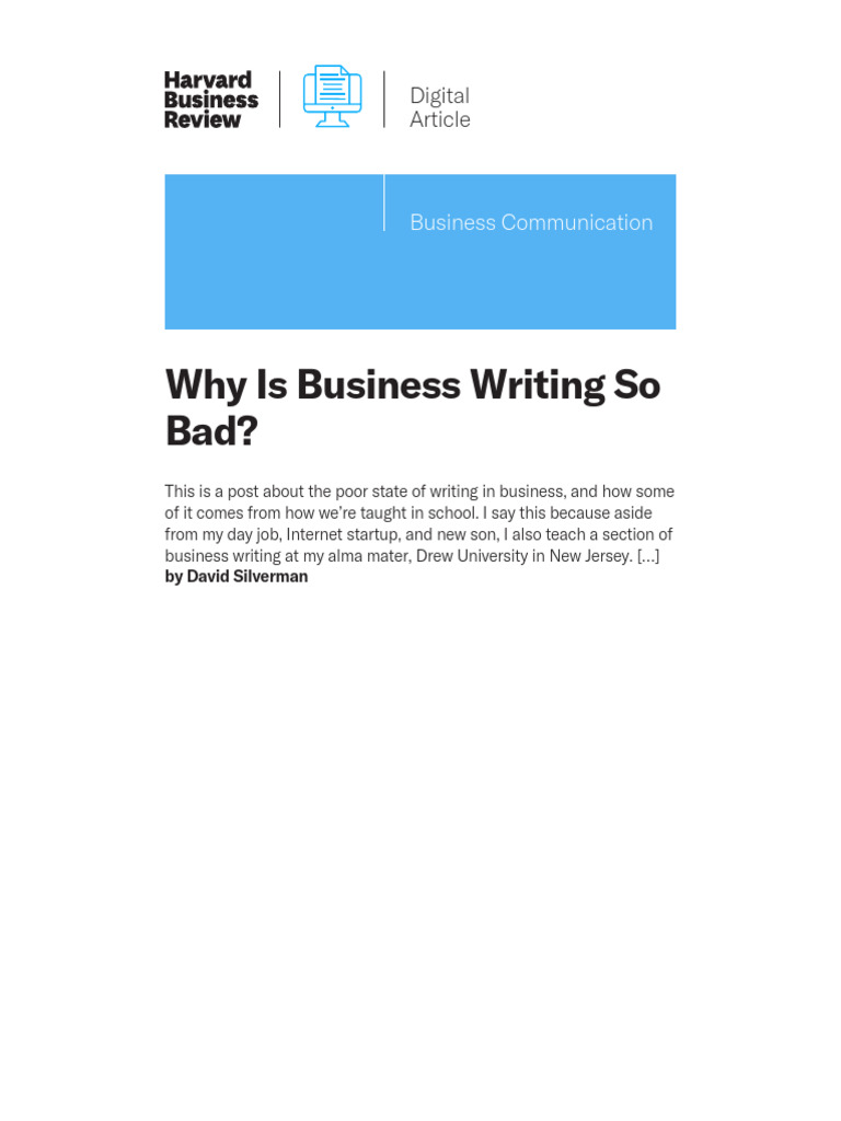 2009 - 02 - Why Is Business Writing So Bad | PDF