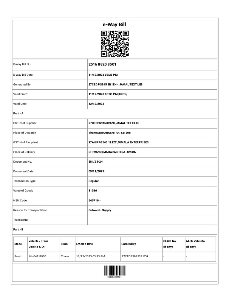 E-Way Bill | PDF