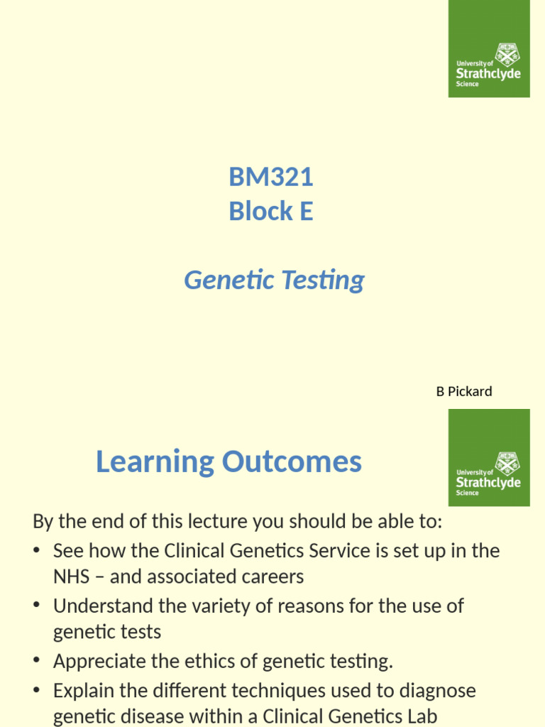 BM321 Block E Genetic Testing 2022 | PDF | Genetic Counseling | Medical ...