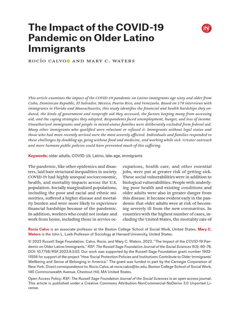 The Impact of The COVID-19 Pandemic On Older Latino Immigrants | PDF ...