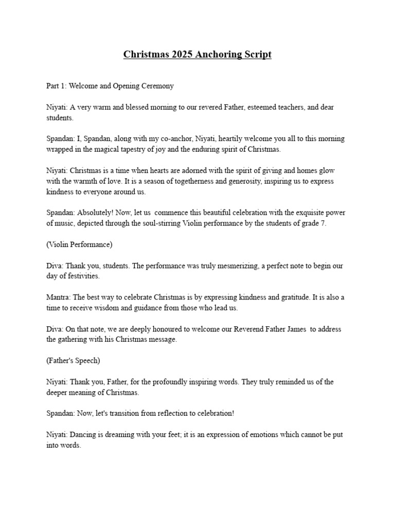 Christmas Anchoring Script 2025 | PDF | Christmas
