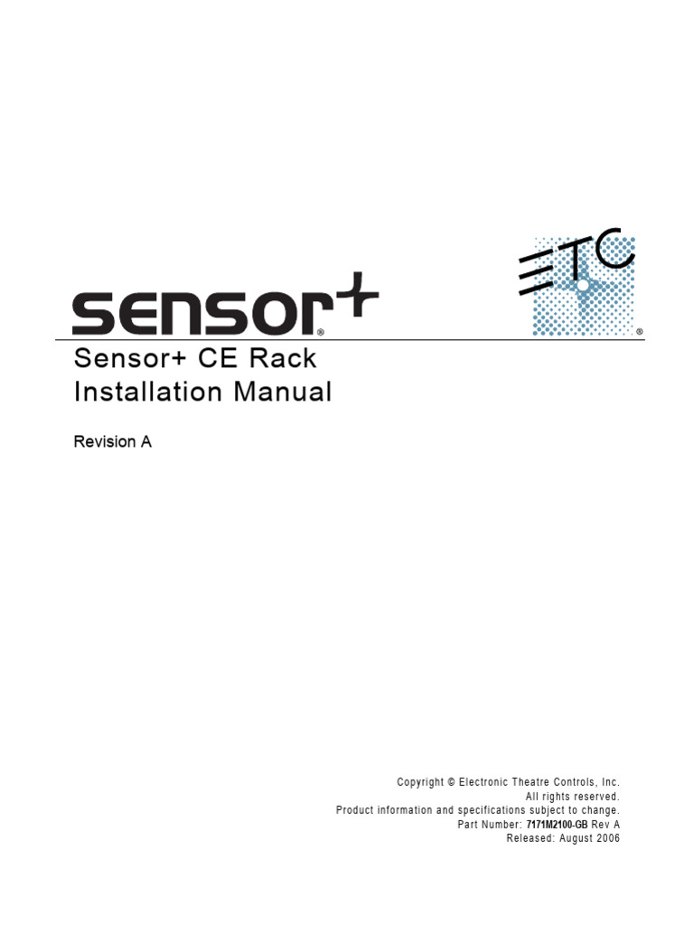 Sensor+ CE Rack Installation Guide | PDF | Electrical Wiring ...