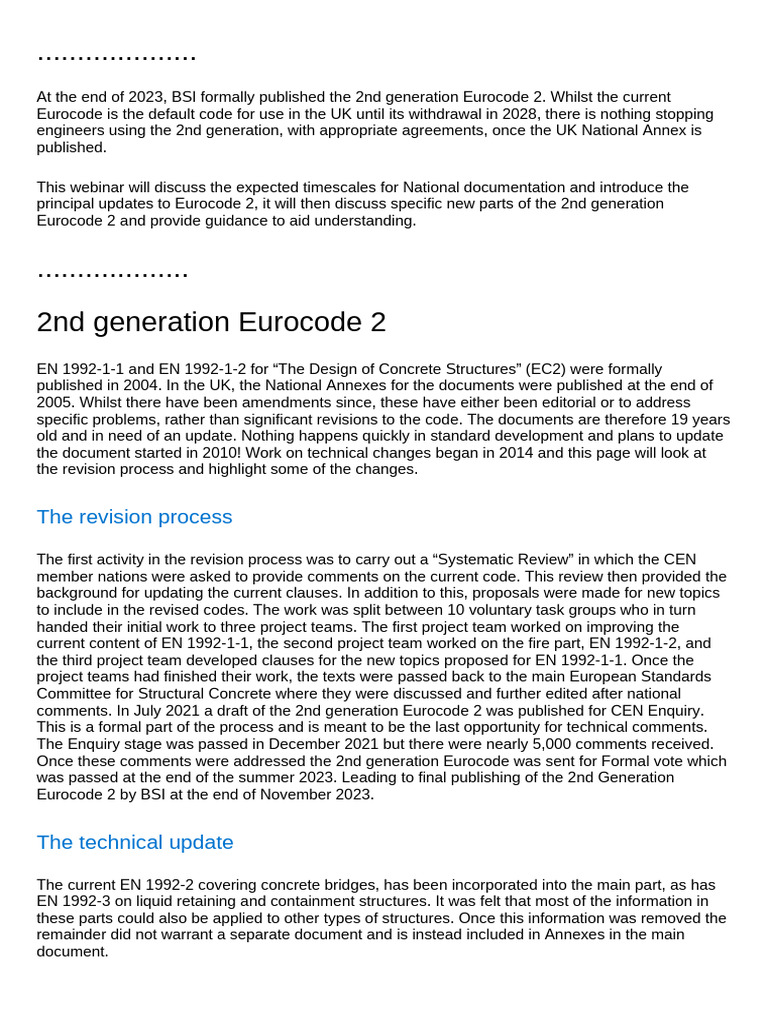 Updates on 2nd Generation Eurocode 2 | PDF | Concrete | Reinforced Concrete