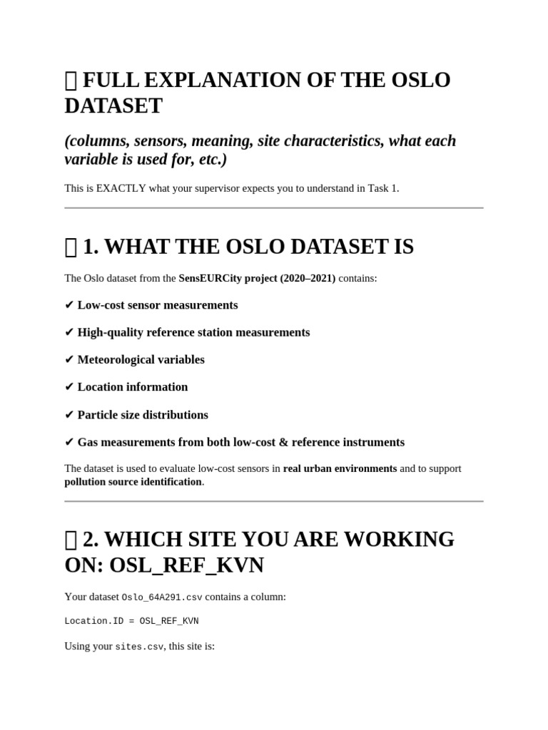 Oslo Dataset Overview and Analysis Guide | PDF | Humidity | Gases