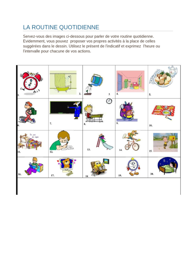 Routine quotidienne : activités et horaires | PDF