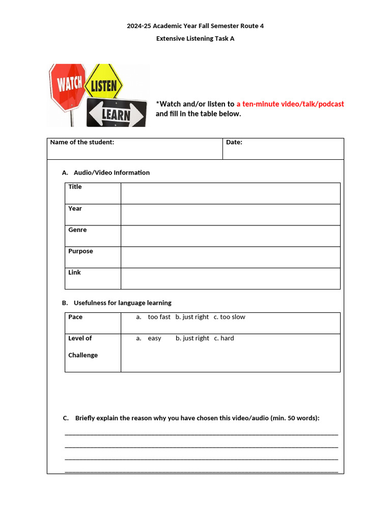Extensive Listening Task A Guide | PDF