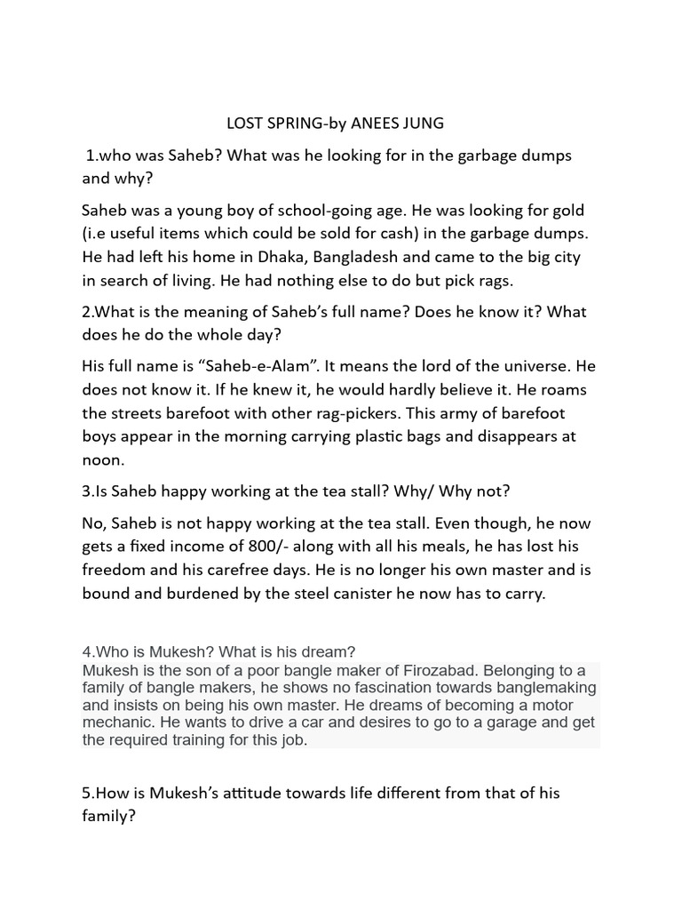 LOST SPRING Class 12 English | PDF