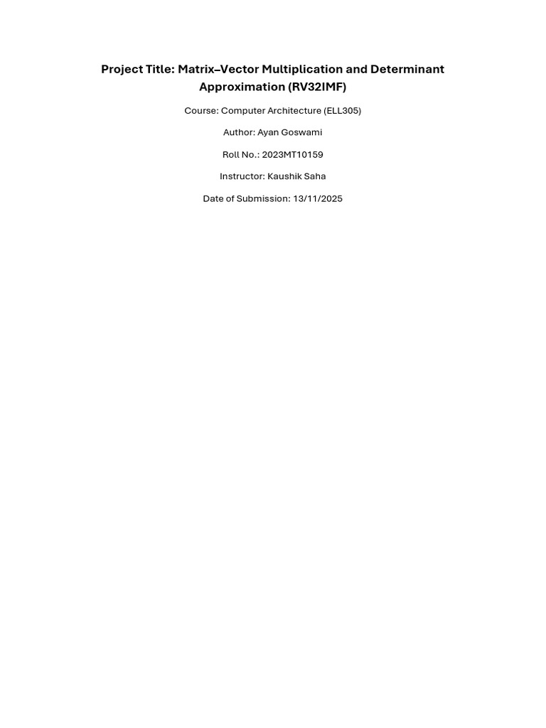 RISC-V Matrix-Vector Multiplication Project | PDF | Determinant ...