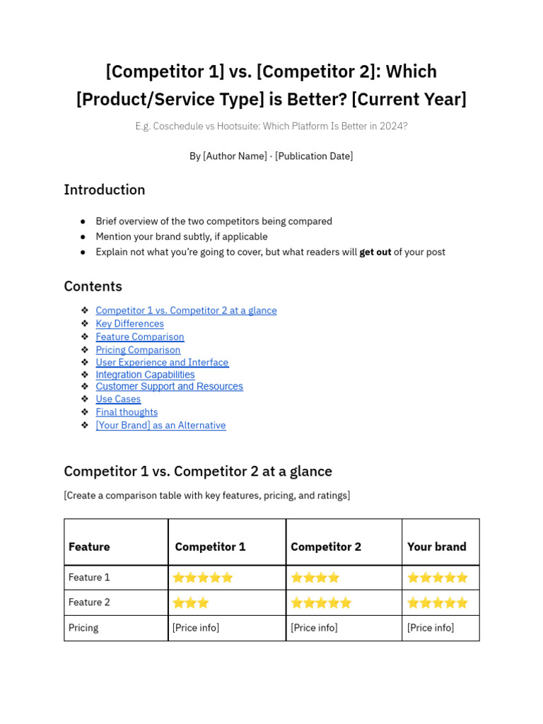 Copy of Ahrefs | Competitor Comparison Blog Post Template | PDF | Brand ...