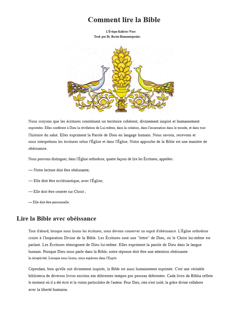 Lire la Bible : Approche orthodoxe | PDF | Dieu | Église chrétienne