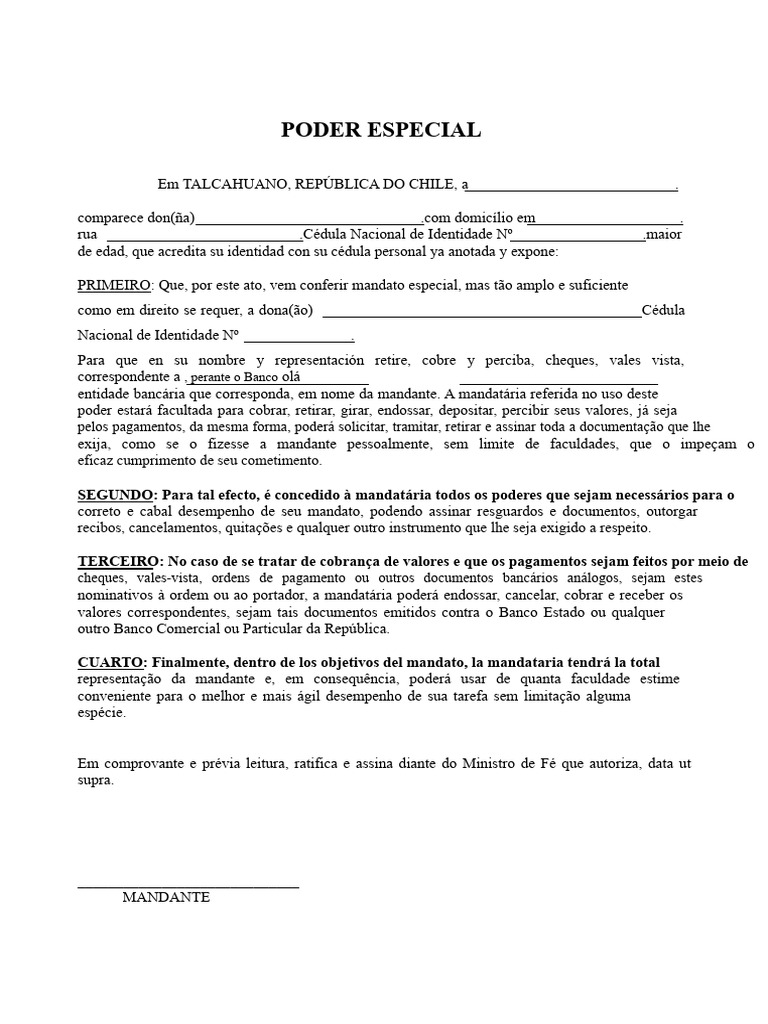 Poder Especial Bancário de M-m | PDF