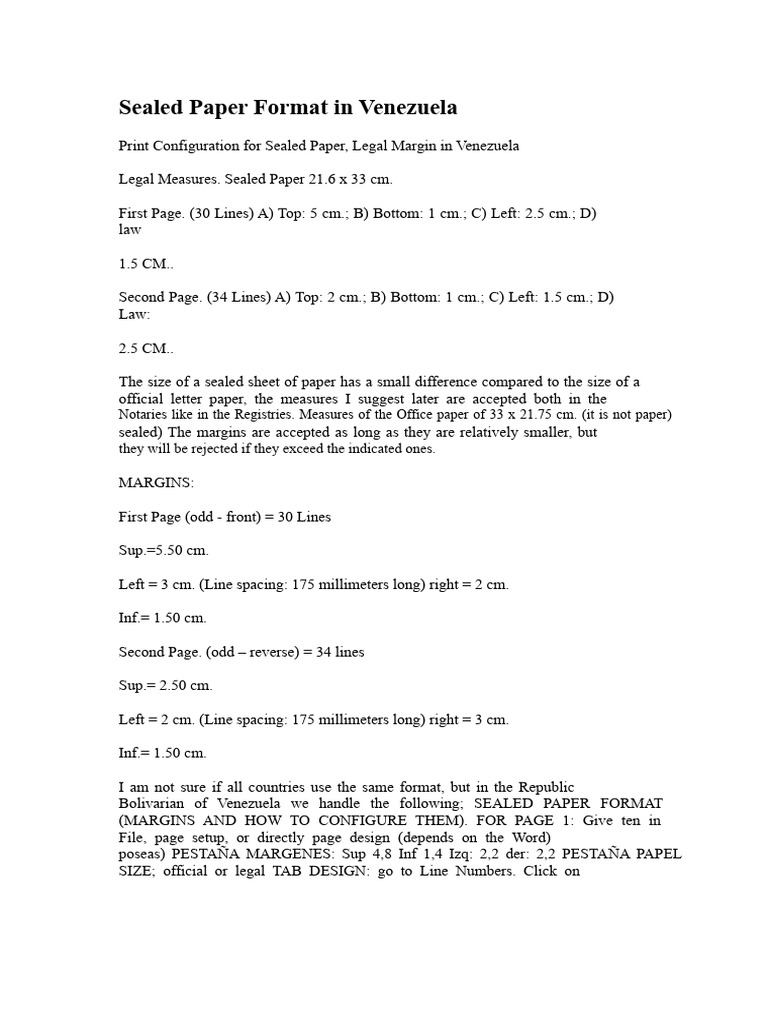 Sealed Paper Format Guidelines Venezuela | PDF | Software
