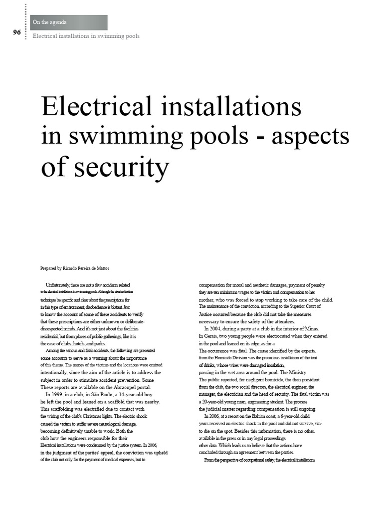 Electrical Safety in Swimming Pools | PDF | Electrical Engineering ...