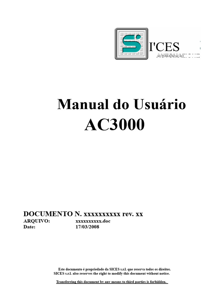 Manual do Usuário AC3000 | PDF | Motores | Senha