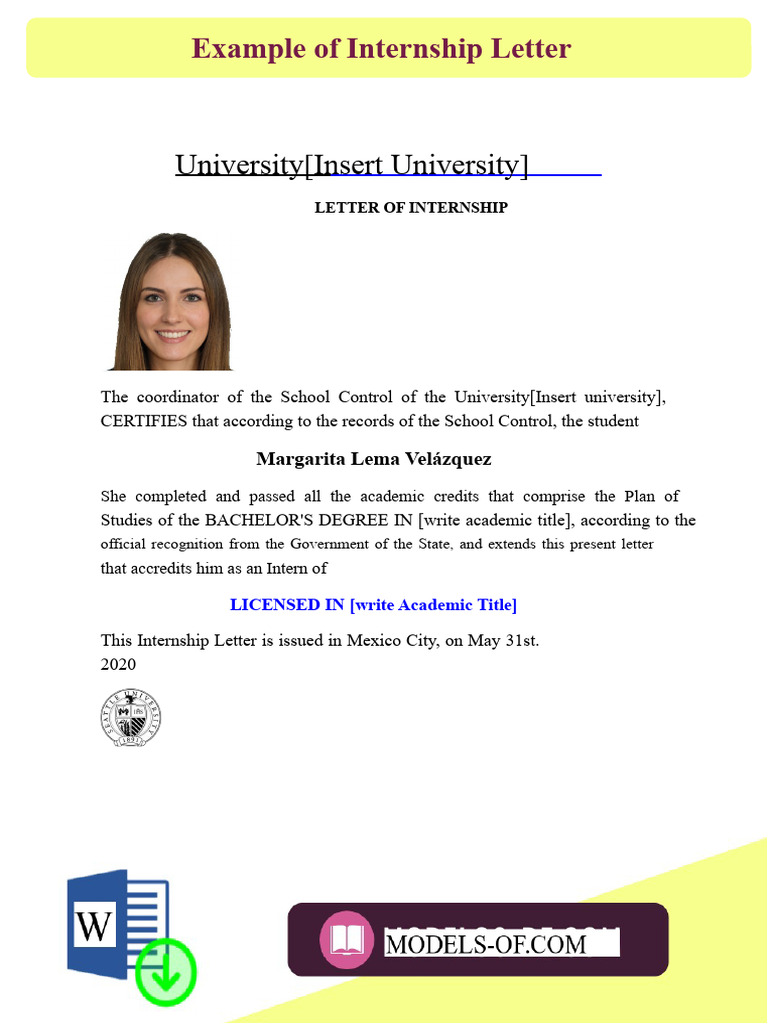 Internship Letter Template for Students | PDF