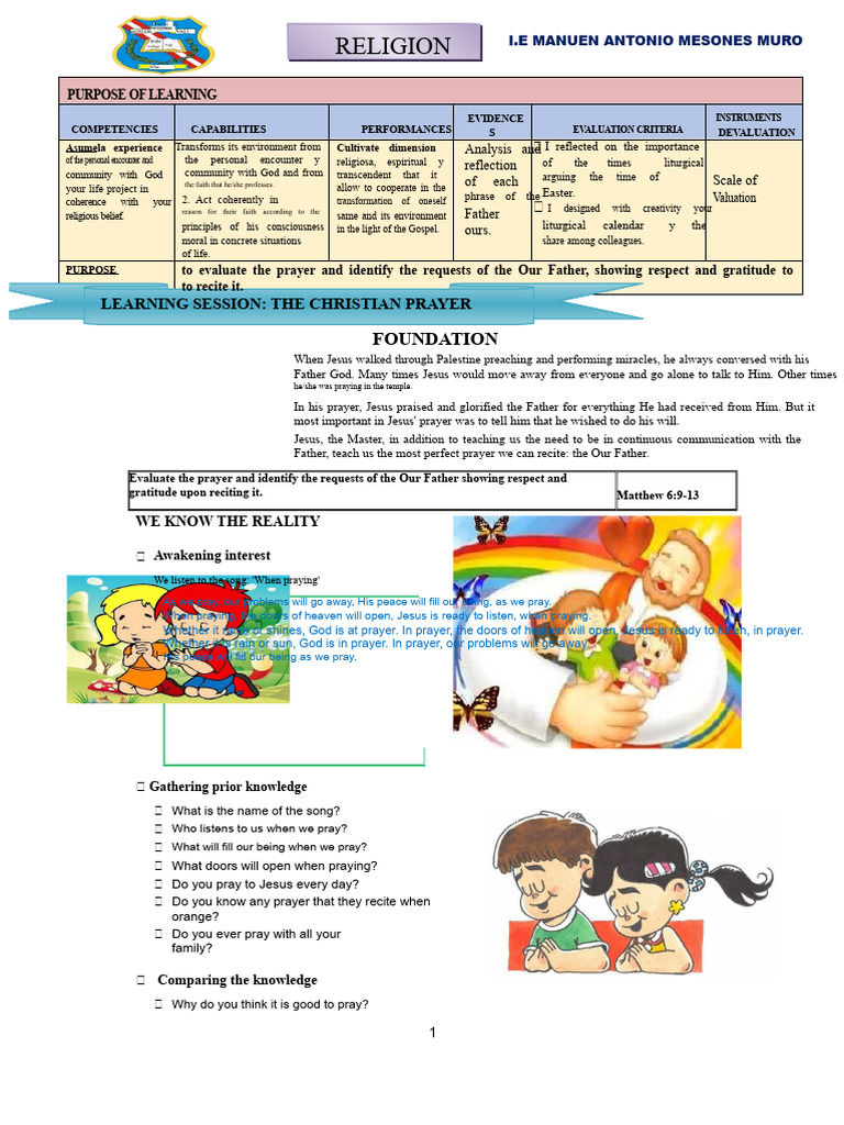 SESSION - Jesus teaches us to pray - 3rd A and B - RELIGION | PDF ...