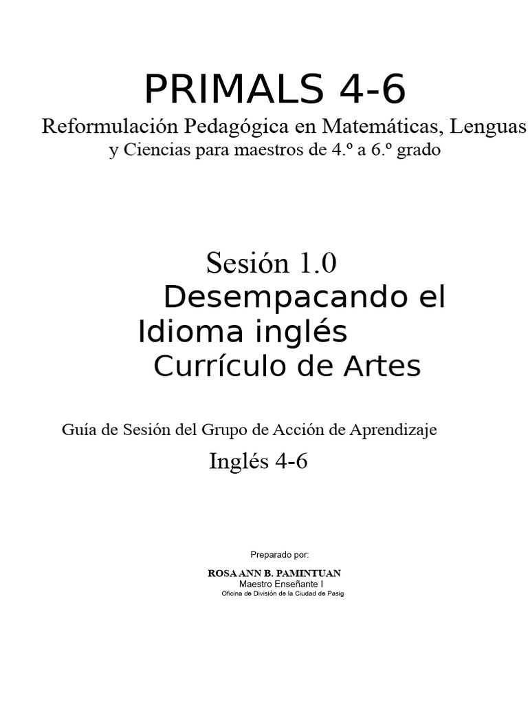 Desglosando El Currículo de Artes Del Lenguaje en Inglés | PDF | Plan ...