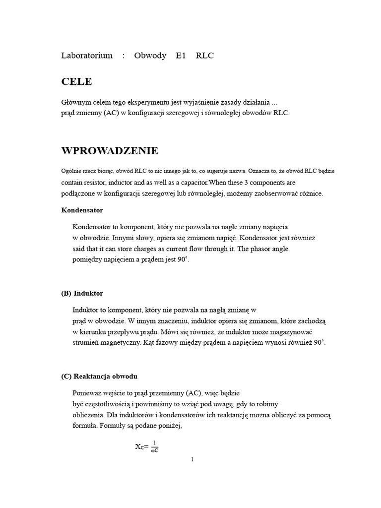 Obwód RLC E1 1 | PDF