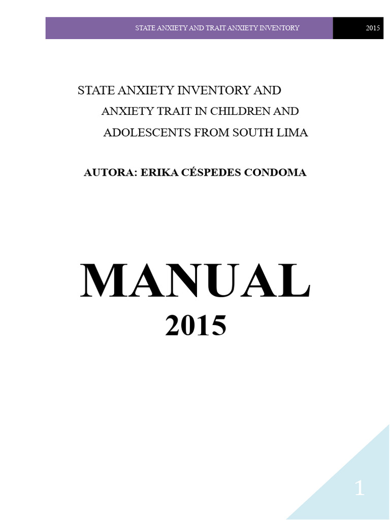 State-Trait Anxiety Inventory for Children | PDF | Anxiety | Emotions