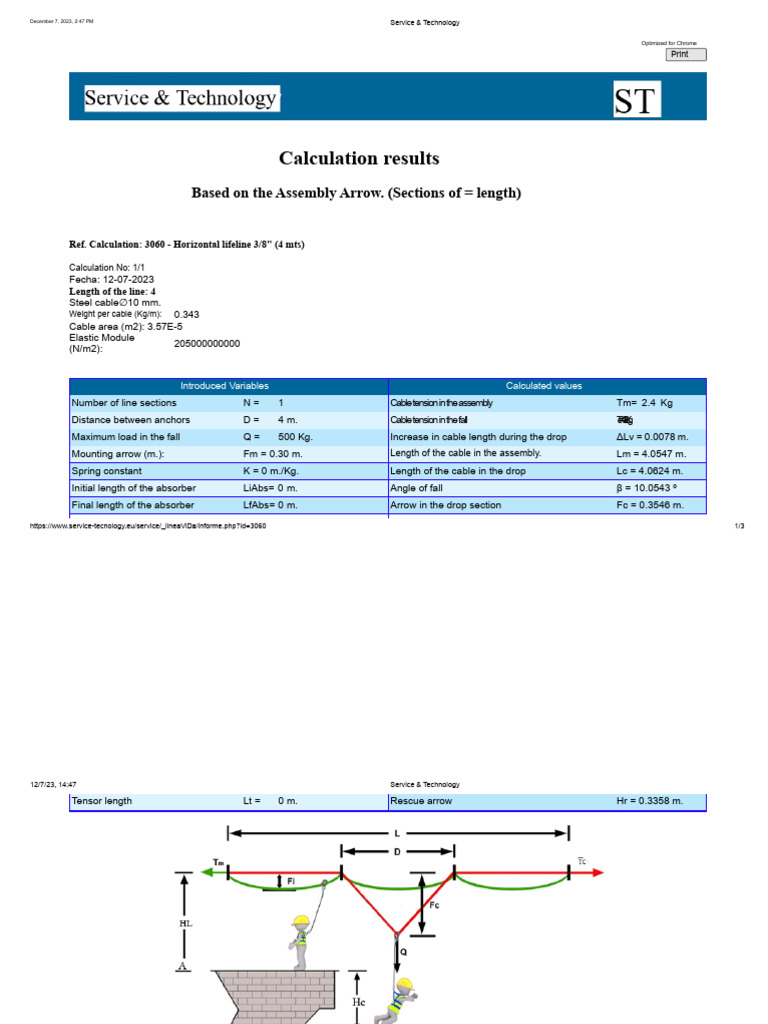 Horizontal Lifeline Calculation Report | PDF | Mechanical Engineering