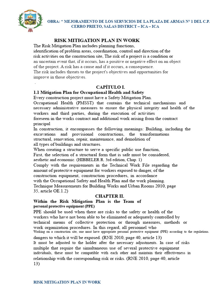 Risk Mitigation Plan for Construction Site | PDF | Personal Protective ...