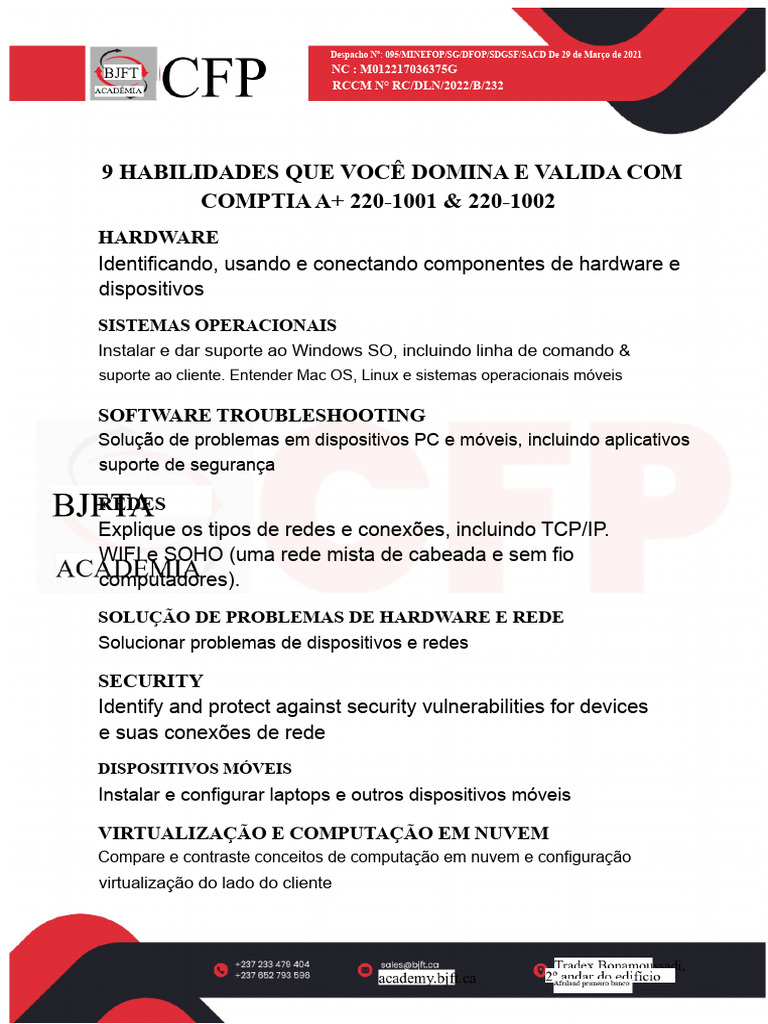 PROGRAMA CompTIA A+ 220-1001 e 220-1002 | PDF | Rede de computadores ...
