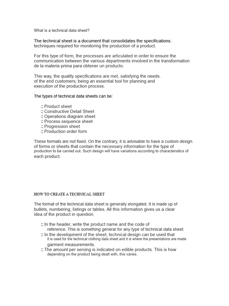 Understanding Technical Data Sheets | PDF | Specification (Technical ...
