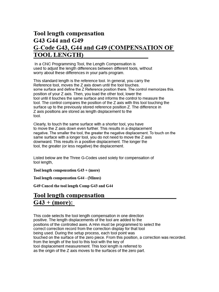 CNC Tool Length Compensation Guide | PDF | Cartesian Coordinate System