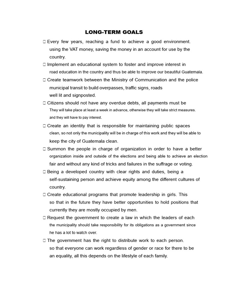 Long-Term Goals | PDF