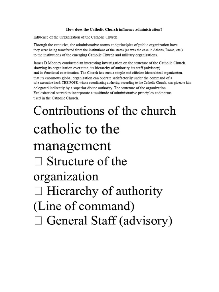 How Does The Catholic Church Influence Administration? | PDF ...