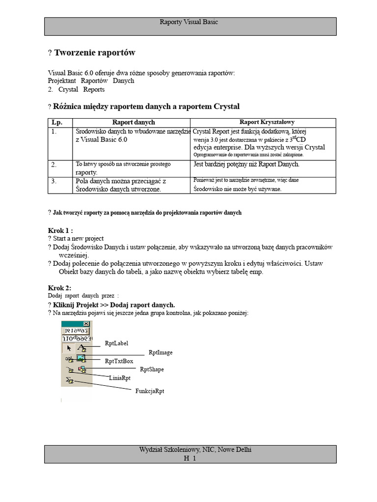 Raporty Visual Basic | PDF