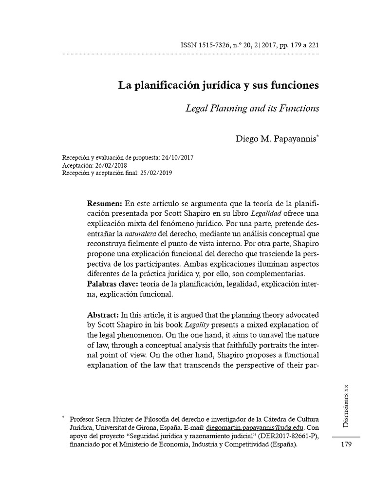 Funciones de la planificación jurídica | PDF | Teoría | Verdad