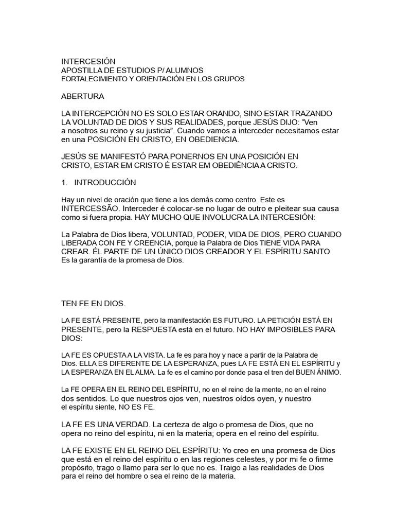 Intercesión: Clave para la Oración Cristiana | PDF | Intercesión | Fe