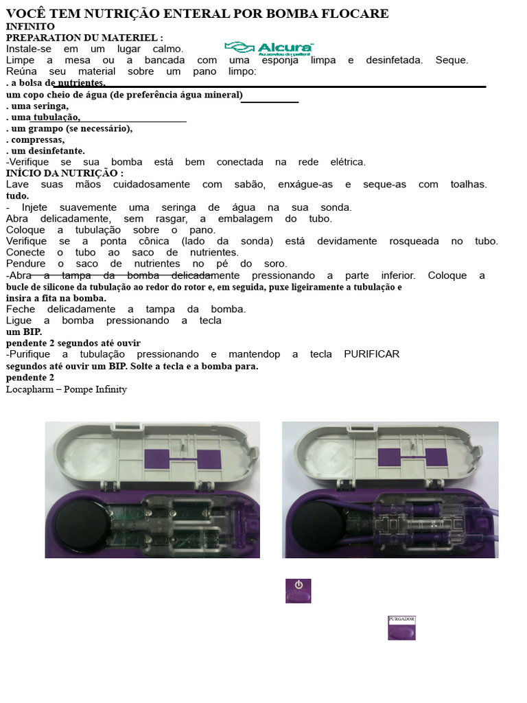 Ficha de instalação da bomba Flocare Infinity Nutricia | PDF