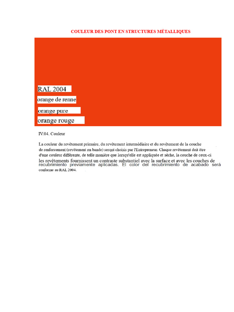 Spécif. Techniques Des Couleurs Des Ponts Métalliques | PDF