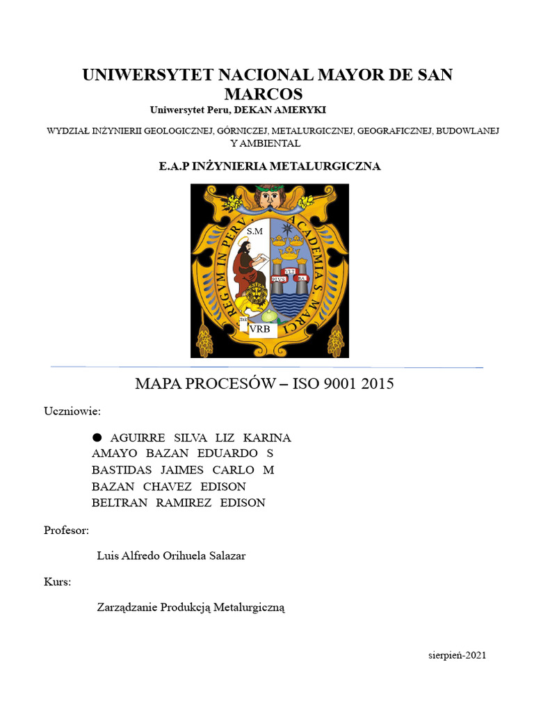 Mapa Procesów Iso 9001-2015 | PDF