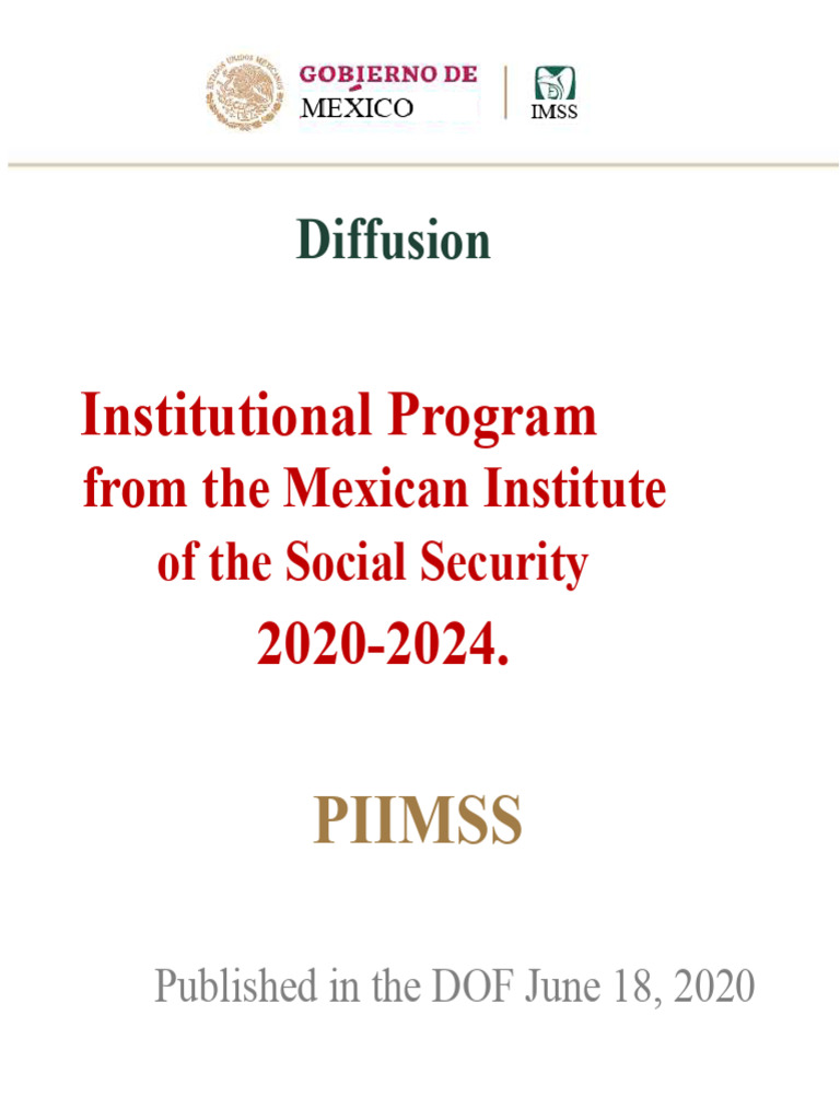 PIMSS 4T - 1T. IMSS Institutional Program 2020-2024 | PDF | Social ...