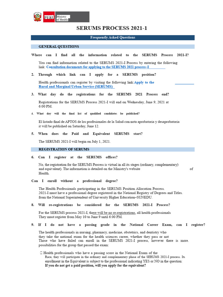 SERUMS 2021-I Process FAQ Guide | PDF | Password